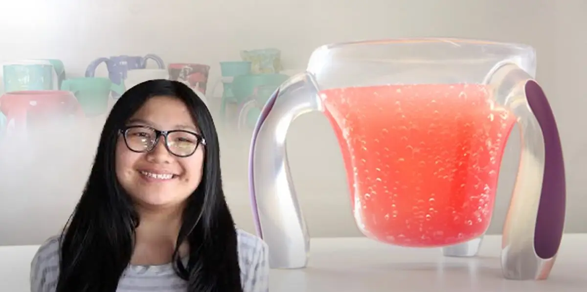 con solo 11 años se convirtió en multimillonaria al inventar una taza especial para personas con parkinson