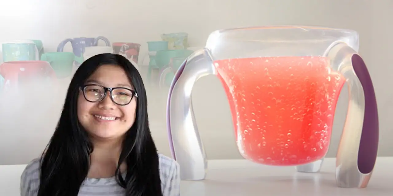 con solo 11 años se convirtió en multimillonaria al inventar una taza especial para personas con parkinson