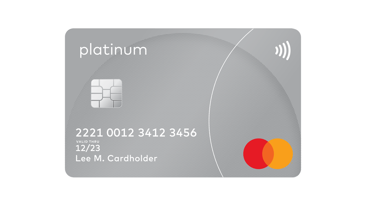 Imagen de una tarjeta Mastercard Platinum con chip EMV y tecnología de pago sin contacto.