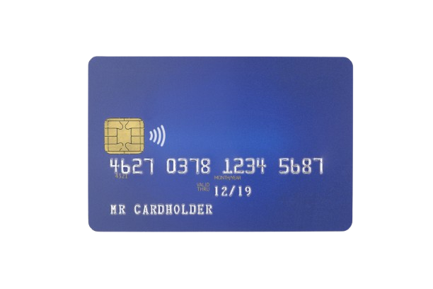 Imagen de una tarjeta de crédito con chip y tecnología de pago sin contacto.