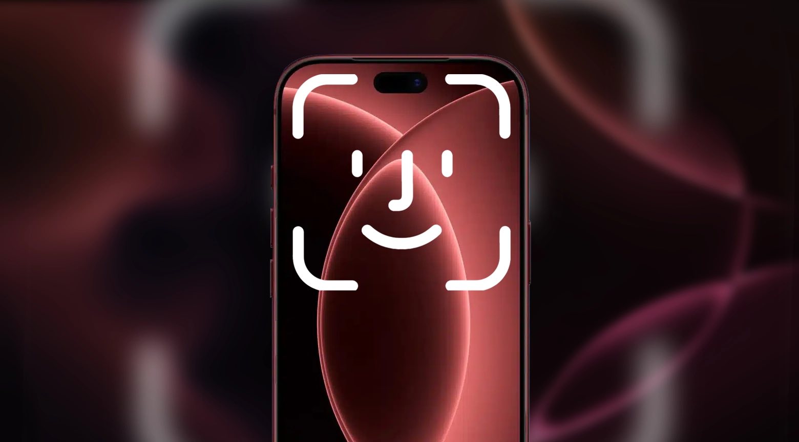 Imagen de un iPhone con un sistema de reconocimiento facial, con una interfaz que muestra un icono de "Face ID".