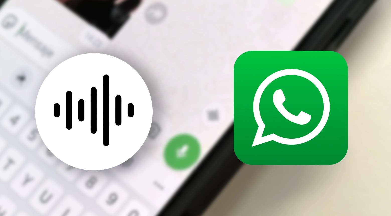 Icono de WhatsApp junto a un símbolo de ondas sonoras, representando la función de mensajes de voz en la aplicación.