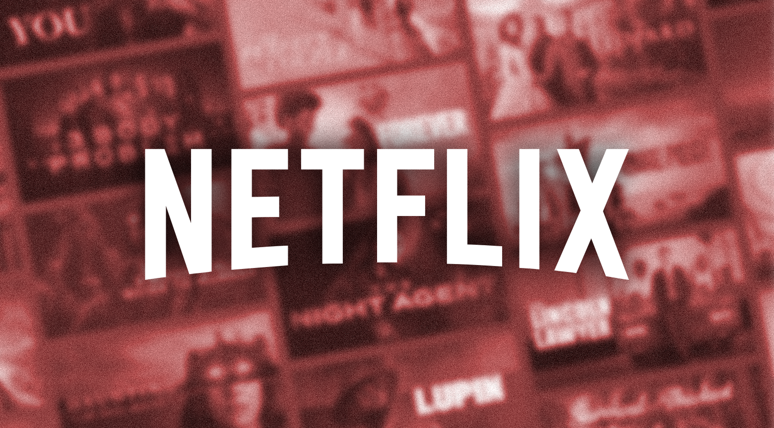 Logo de Netflix sobre fondo con catálogo de series y películas.