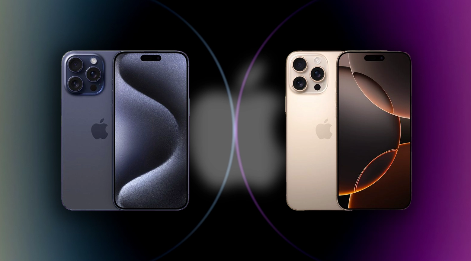 Dos modelos de iPhone mostrados lado a lado en distintos colores.
