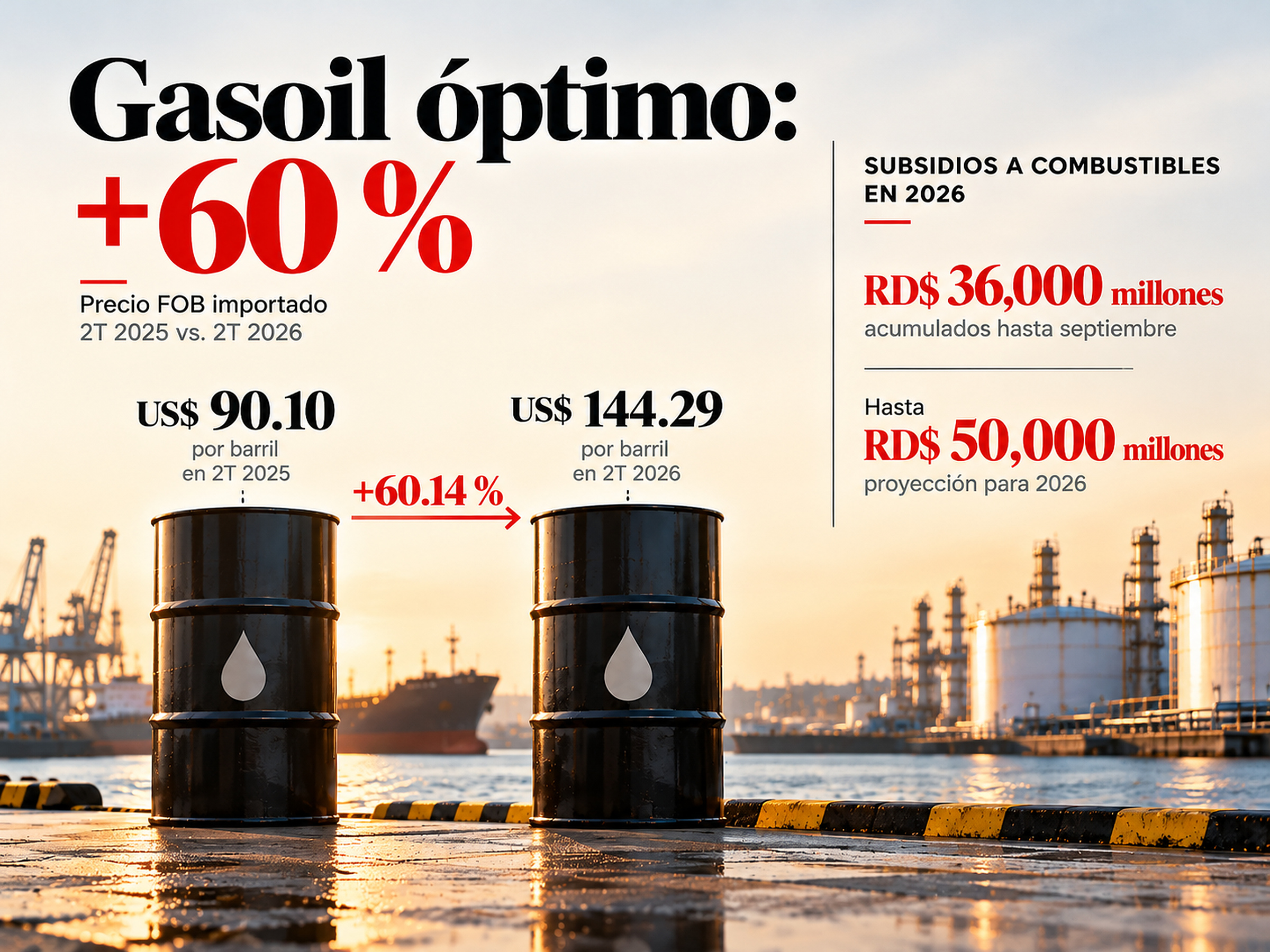 Precio del gasoil óptimo en República Dominicana y subsidios a combustibles en 2026